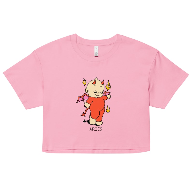 Zodiac Kewpie Tshirt, Zodiac Crop Tee, Devil Kewpie Design, Halloween Zodiac