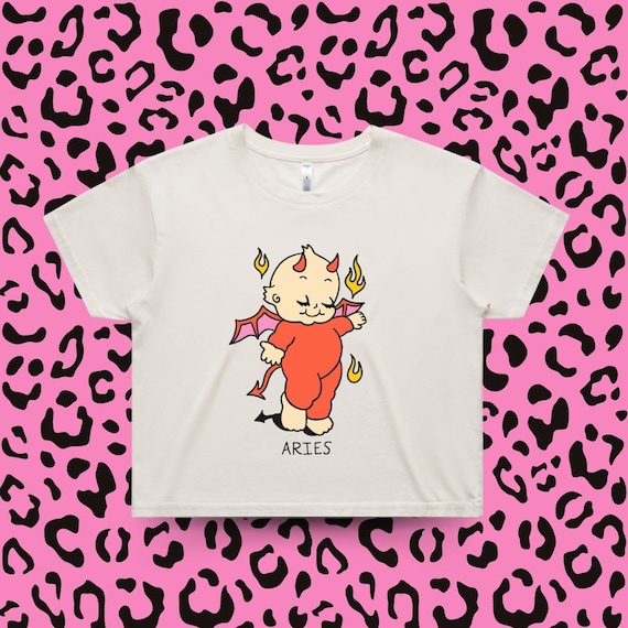 Zodiac Tshirt, Zodiac Crop Tee, Devil Baby Design, Halloween Zodiac Shirt