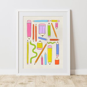 Cartel del aula, carteles de maestros para el aula, arte en el aula, arte a lápiz, arte lindo del maestro