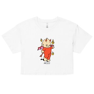 Zodiac Kewpie Tshirt, Zodiac Crop Tee, Devil Kewpie Design, Halloween Zodiac
