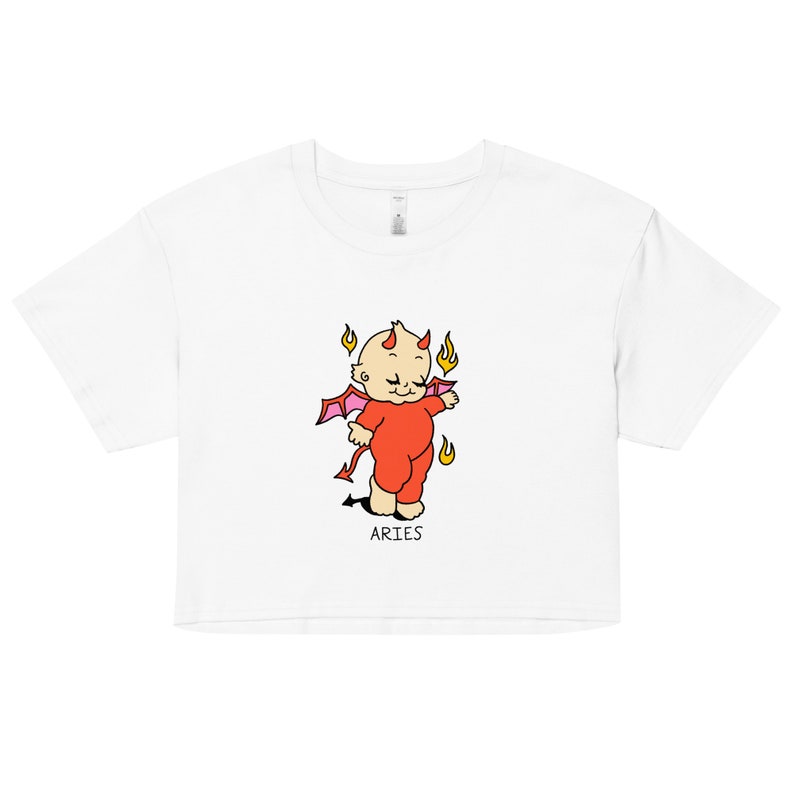 Zodiac Kewpie Tshirt, Zodiac Crop Tee, Devil Kewpie Design, Halloween Zodiac