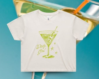 Dirty Girl Martini Tee, Martini Baby Tee, Olive Martini Design, AS Colour Cropped Tshirt