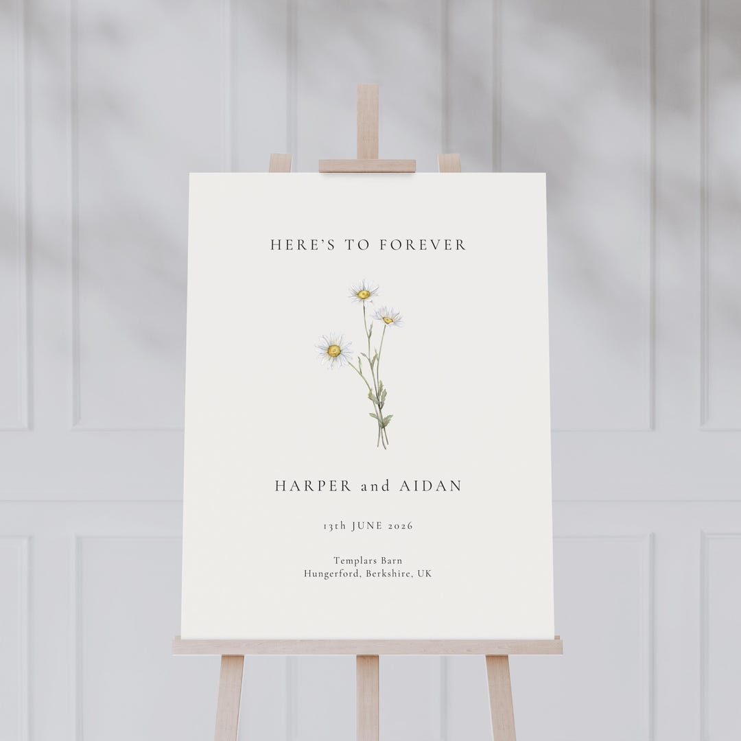 Rustic Wedding Welcome Sign CANVA Editable Template Daisy Themed ...