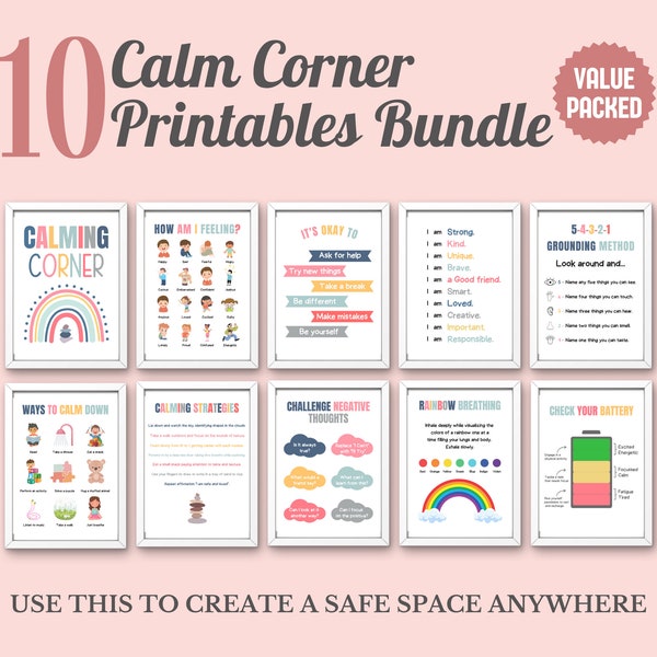 Calm Corner Sign - Calm Corner Posters | Calming Corner | Calming Techniques Bundle