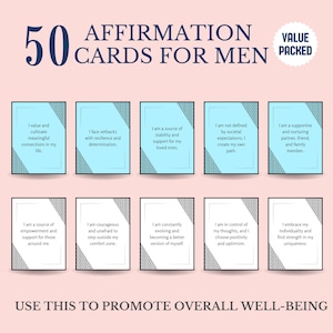 Afirmações Diárias para Homens - 50 Afirmações Diárias | Estação de Afirmações | Cartões para impressão | Afirmações digitais para impressão