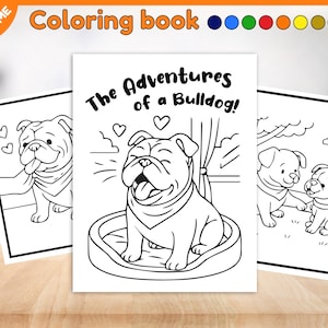 Bulldog Coloring Book PDF • 5 Cute Bulldog Coloring Pages • Instant Digital Download