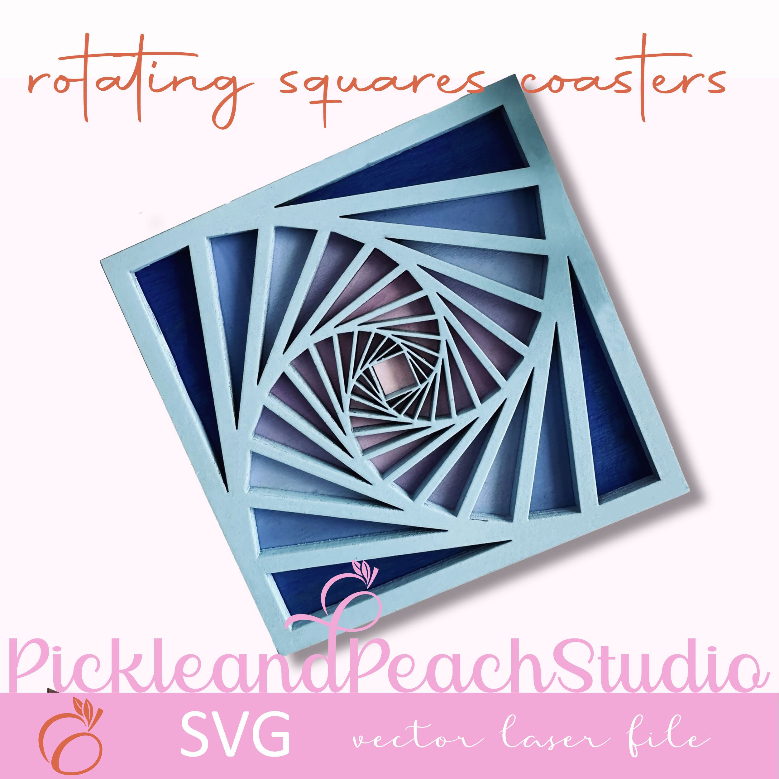 Insult Coasters Vector Rotating Square Coasters - Vector File for Laser Cutting, 5 Variations ...