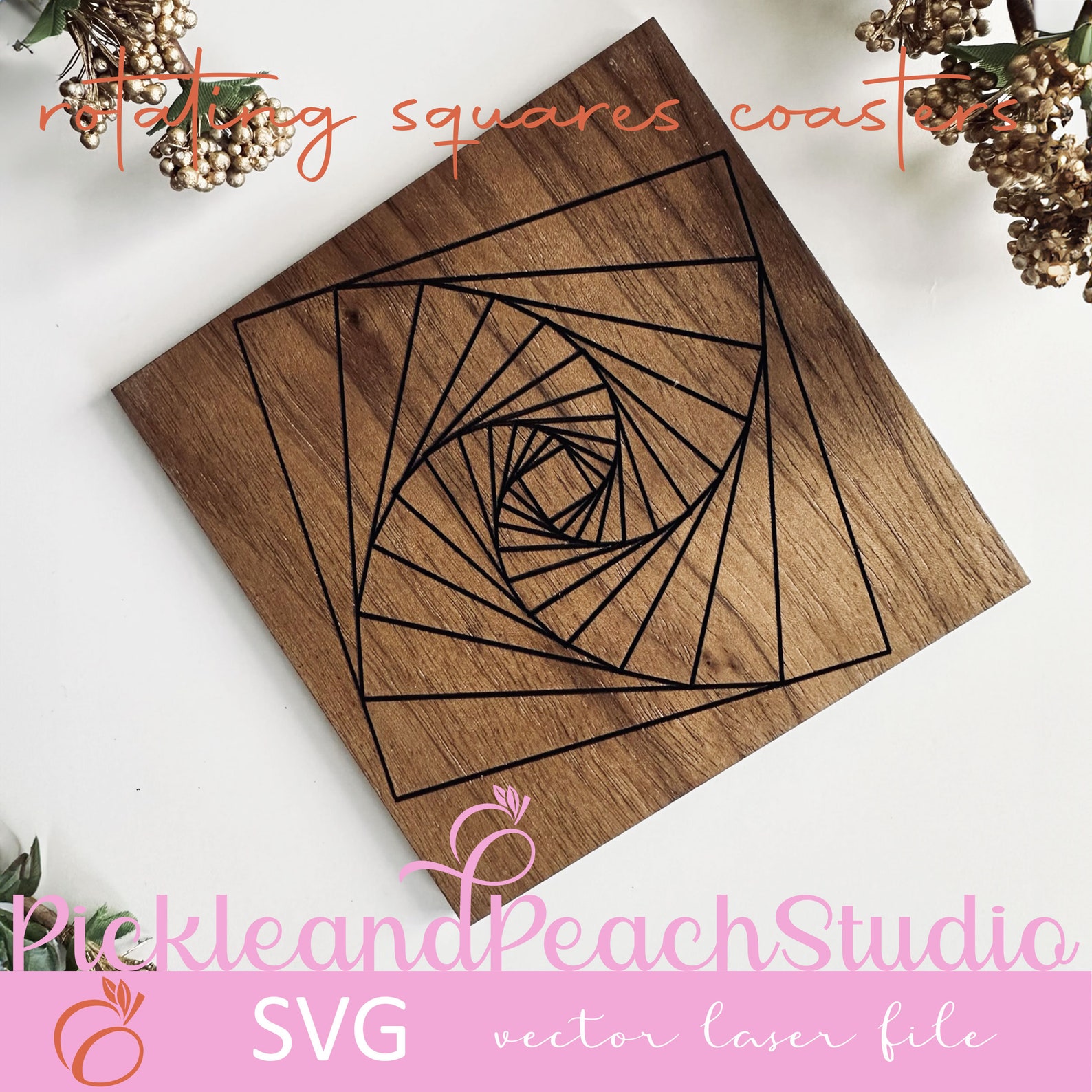 Insult Coasters Vector Rotating Square Coasters - Vector File for Laser Cutting, 5 Variations ...