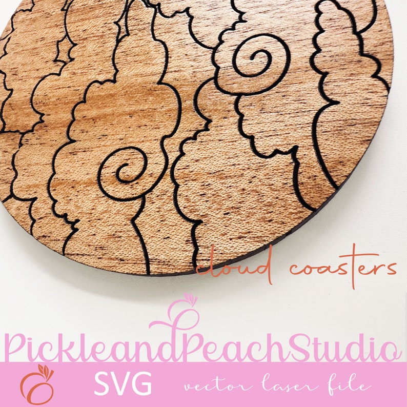 Custom Coaster Vector Design Vector Cloud Coasters - Vector File for Laser Cutting, 5 Variations Included ...
