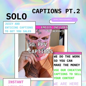 SOLO pt.2 onlyfans captions 50 ppv captions / fanvue / fansly / chaterbate / veel video&#39;s