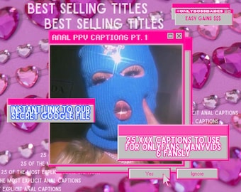 ANAL Captions pt.1 for Onlyfans, Manyvids, Fansly & more 25 ppv titles