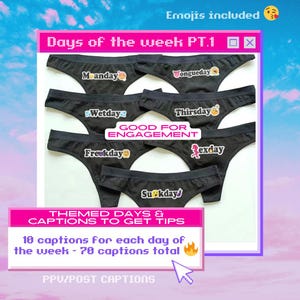 Days of the week 70 naughty onlyfans PPV titles & Tipped captions for fansly / manyvids / sextpanther and more