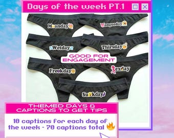 Days of the week 70 naughty onlyfans PPV titles & Tipped captions for fansly / manyvids / sextpanther and more