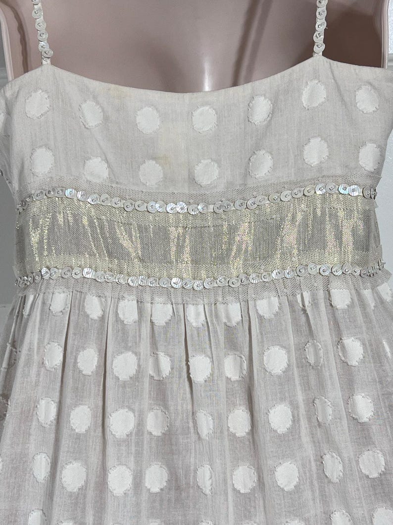 Vintage Free People Sequin Metallic Empire Waist Top, Women's Size 8 image 6