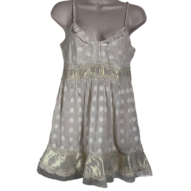 Vintage Free People Sequin Metallic Empire Waist Top, Women's Size 8 image 1