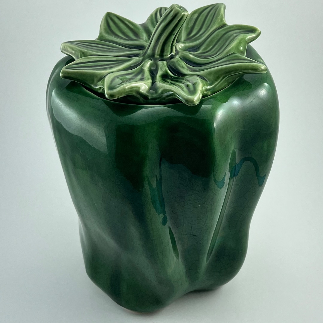 Vintage Mccoy, USA 157, Green Bell Pepper Cookie Jar With Lid, Mccoy