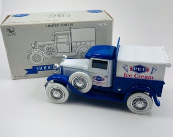 Ford Model A Pickup, Pet Ice Cream truck bank, Limited edition, Lockable coin bank, Die cast metal bank, Vintage Ford collectible