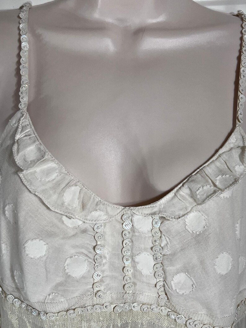 Vintage Free People Sequin Metallic Empire Waist Top, Women's Size 8 image 3