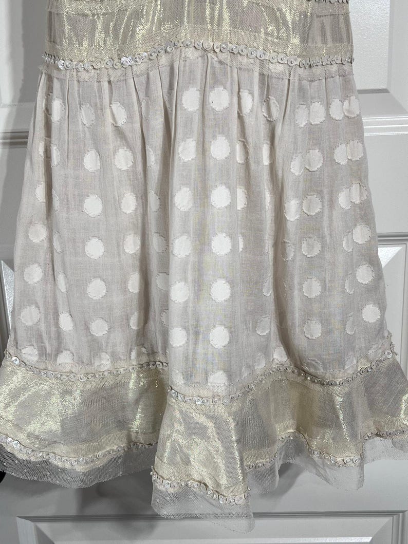 Vintage Free People Sequin Metallic Empire Waist Top, Women's Size 8 image 7