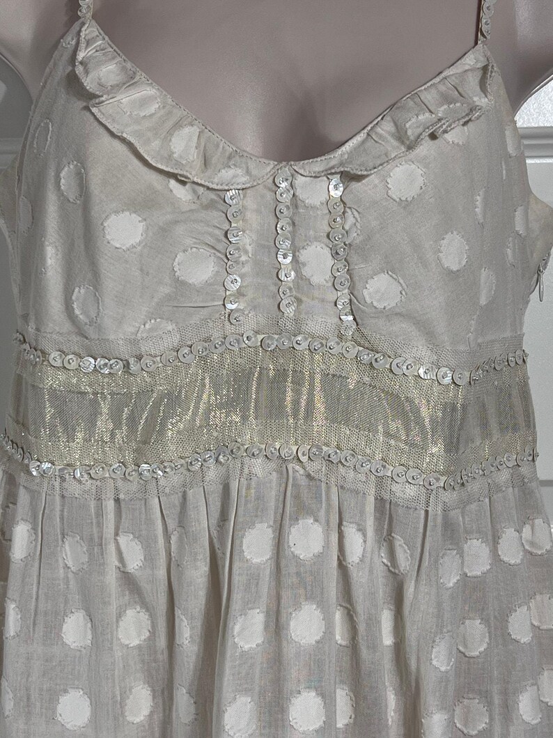 Vintage Free People Sequin Metallic Empire Waist Top, Women's Size 8 image 2