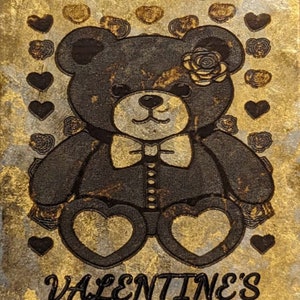 Aangepaste Valentijnsdag 1/2oz .999 puur zilver bar-24k bladgoud verguld-een van een soort-teddybeer, hond, kat of draak variaties-ontwerpen variëren
