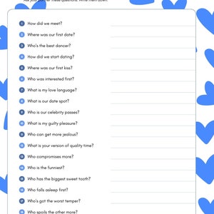 Couples Questionnaire - Etsy