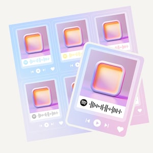 Hoja de pegatinas de lista de reproducción de Spotify personalizable, foto de lista de reproducción personalizable, 6 pegatinas, regalo de música, regalo de San Valentín, regalo de bodas, impermeable