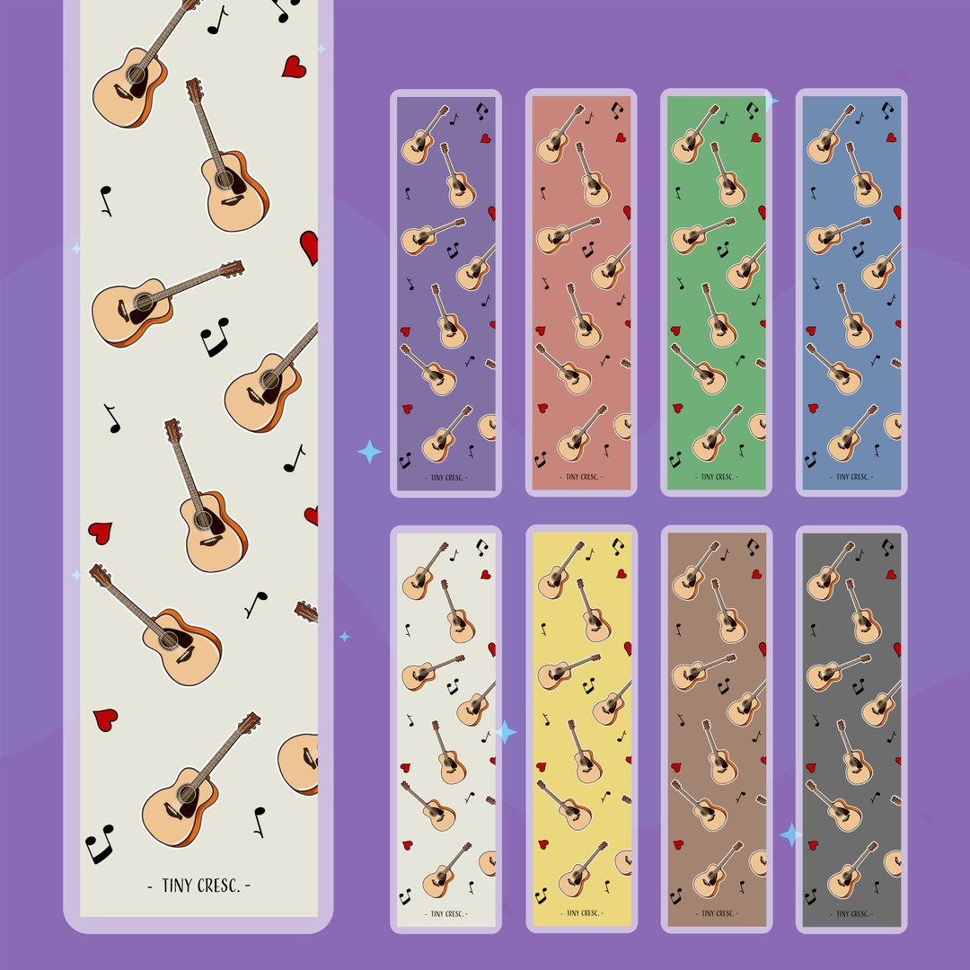 Personalized Acoustic Guitar Bookmarks 4 Pc, Music Bookmark, Instrument