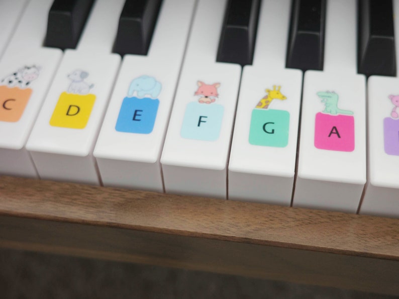 Colourful Piano Keyboard Labels for Kids, Singing Names With Cute Icons ...