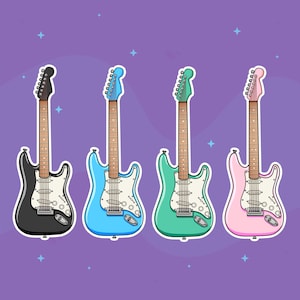 Elektronische gitaarstickers, max 20 stuks per vel, gitaarstickers, instrumentstickers, beschrijfbaar, voor dagboek, planner, notitieboekjes, beloningen