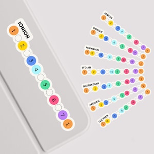 Pegatina modo música, resistente al agua, 7 opciones, pegatinas de teoría musical, color musical, herramienta de composición, compositor de canciones, improvisación musical