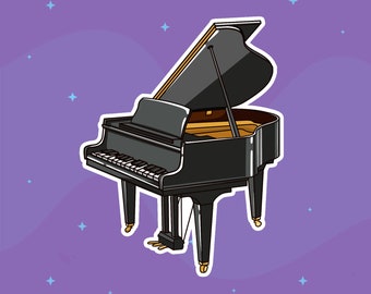 Grand piano stickers, max 20 pc per sheet, instrument stickers, writable, for journal, planner, notebooks, rewards cards, music practice