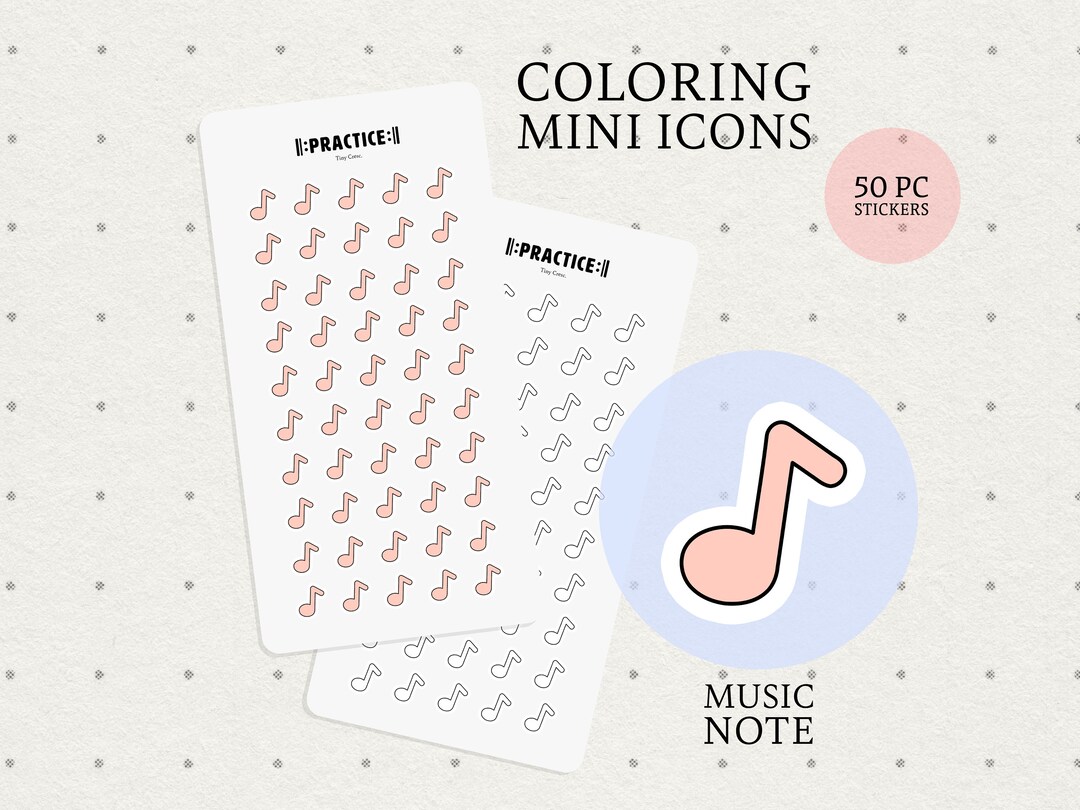 Draw Sticker Music Note Music Note Icon Stickers, Music Planner Stickers, Writable, for Journal ...