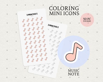 Pegatinas con notas musicales, pegatinas para planificador musical, grabables, para diario, planificador, cuadernos, tarjetas de recompensa, práctica musical, icono transparente