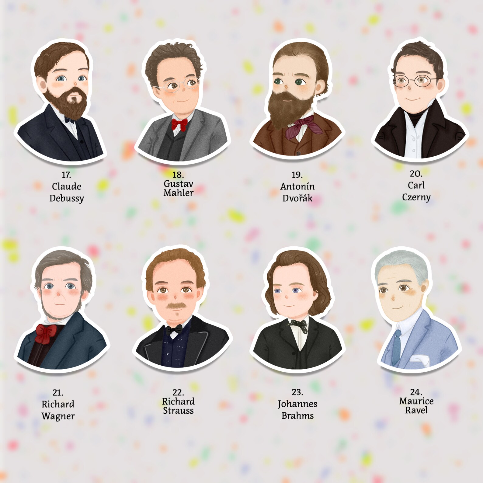 Cute Composer Waterproof Sticker 24 Composer Options for - Etsy