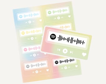 Aanpasbaar stickervel Spotify-afspeellijst, 8 stickers, muziekcadeau, muziekdagboek, muziekliefhebber, valentijnscadeau, huwelijkscadeau, waterdicht