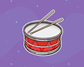 Snare drum stickers, max 20 pc per sheet, instrument stickers, writable, for journal, planner, notebooks, rewards cards, music practice