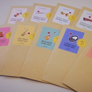 Orchestra Symphony Sticker Sheet, String, Woodwind, Brass, Percussion ...