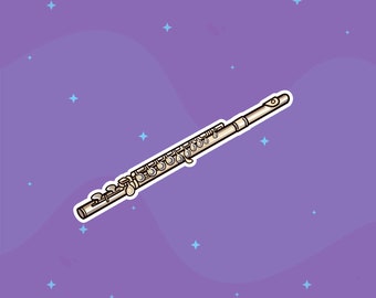 Flute stickers, max 20 pc per sheet, instrument stickers, writable, for journal, planner, notebooks, rewards cards, music practice