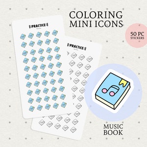 Pegatinas de iconos de libros de música, historia de la música, pegatinas de planificador de música, icono claro, grabable, para diario, planificador, cuadernos, tarjetas de recompensas, estudio