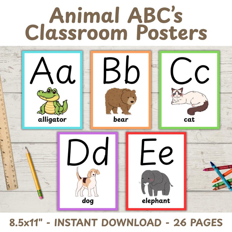 Alphabet Animals Classroom Poster: ABC Handwriting Practice (8.5x11 ...