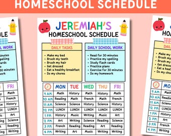 Editable Homeschool Schedule Template: Printable Daily Planner (Canva Digital Download 8.5x11