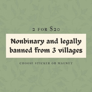 Funny Nonbinary Bumper Sticker Or Car Magnet, Genderfluid Unhinged Non Binary Enby Pride, LGBTQ Genderqueer Waterproof Vinyl, Agender