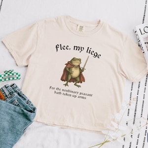 Funny Non-Binary Crop Top, Comfort Colors Nonbinary Pride Comfort Colors Boxy Tee, LGBTQ Enby Medieval Tee, Pride Month Genderfluid Gift