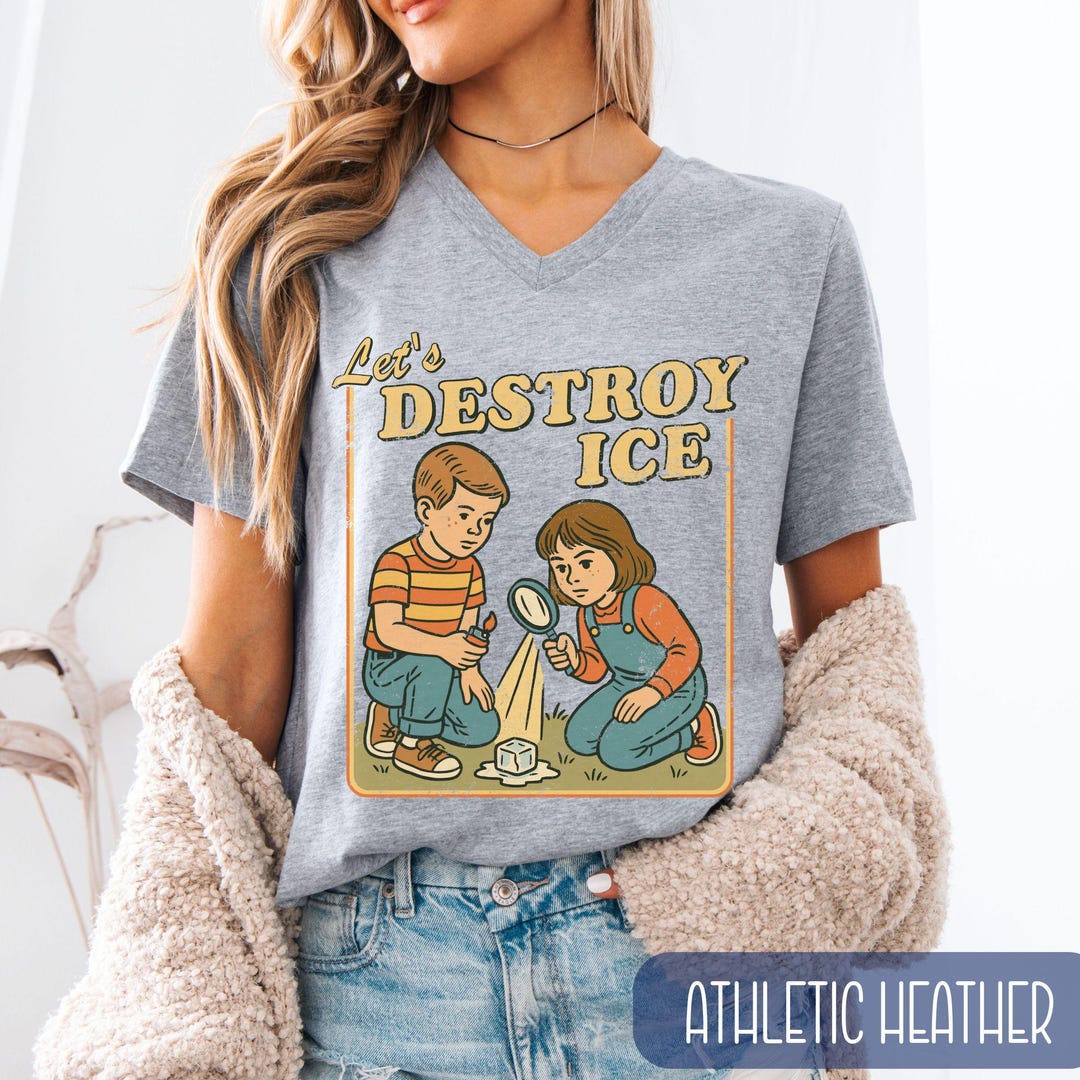 Let's Destroy Ice V-neck Shirt, Fuck ICE T-shirt, Subtle Abolish