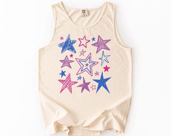 Subtle Bi Pride Stars Tank Top, Bisexual Alt Graphic Tee, LGBTQ Pride Month Shirt