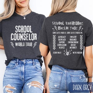 School Counselor World Tour Shirt, School Behavior Therapist T-Shirt, Counseling Graduation Gift, Retro Mental Health Tee, Back to School Dark Grey Heather