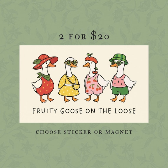 Fruity Goose On The Loose LGBTQ+ Bumper Sticker Or Car Magnet, Funny LGBT Pride Month Gift, Gay Lesbian Bi Queer Goose Waterproof Vinyl