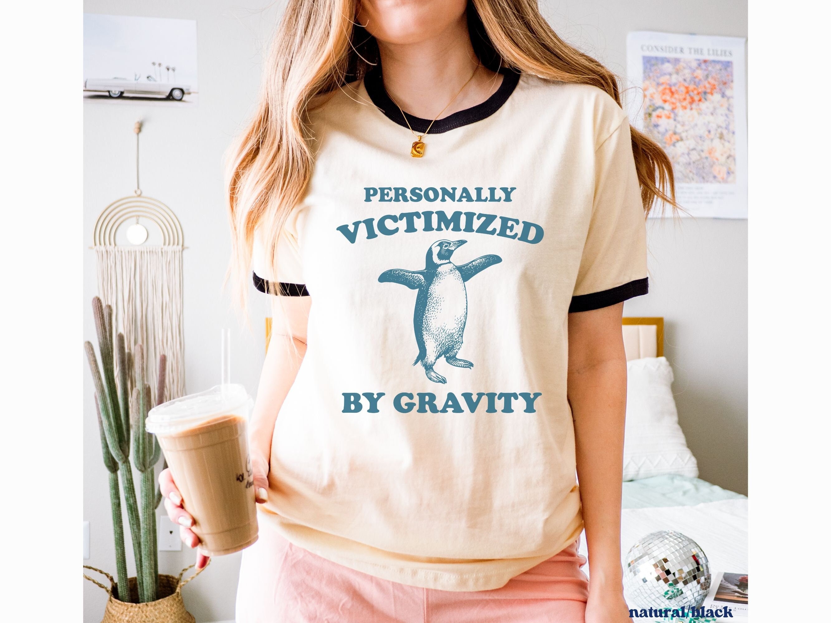 Victimized by Gravity Ringer Tee, Funny Chronic Illness Shirt, Multiple