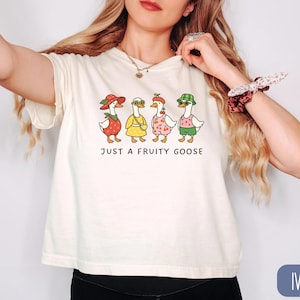 Just A Fruity Goose LGBTQ+ Pride Month Crop Top, Comfort Colors Boxy Tee, Gay Rights Shirt, Lesbian Gift, Fruity Friends, Bi Pride Parade